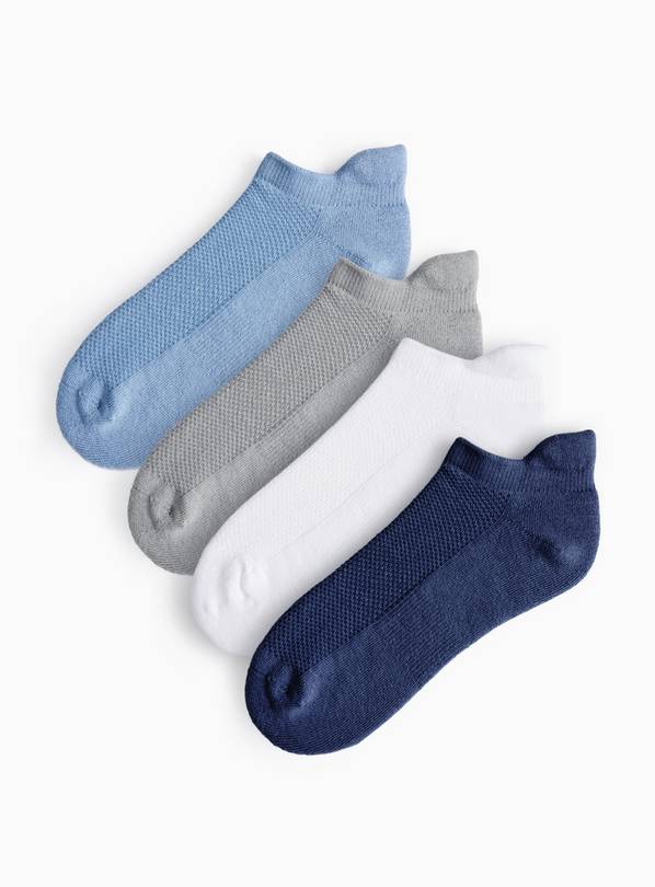 Blue Cushioned Sole Trainer Socks 4 Pack 9-12